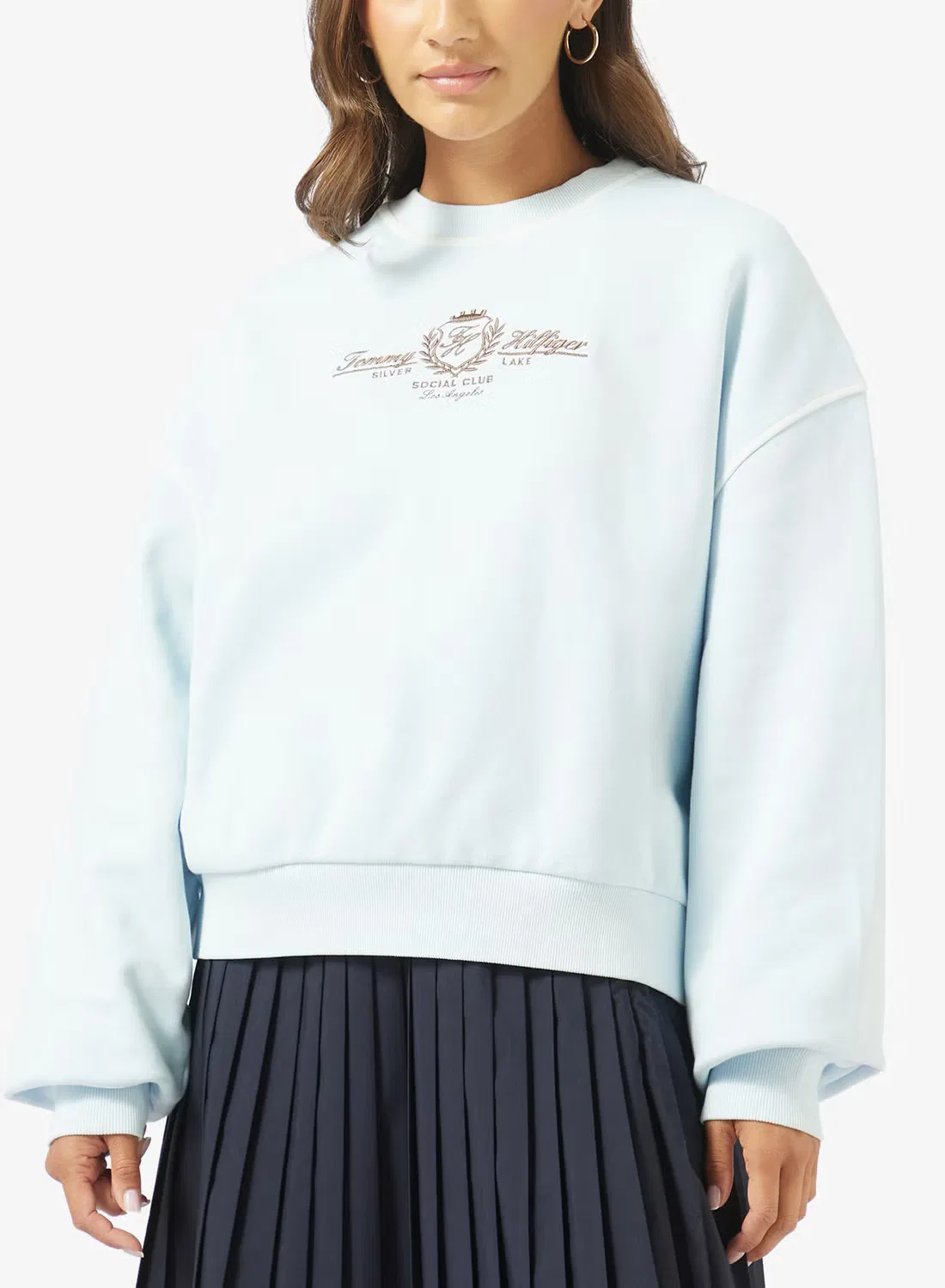 Свитшот с вышивкой герба свободного кроя Tommy Hilfiger, синий — фото 3