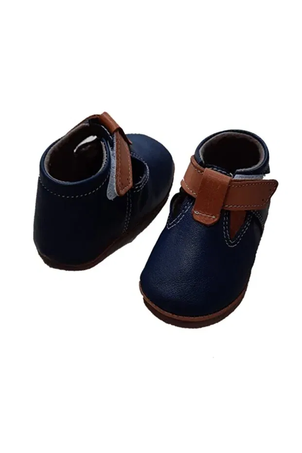 Детские ботинки для девочек кожаные First step navy blue baby booties Kapar, Navy Blue — фото 4