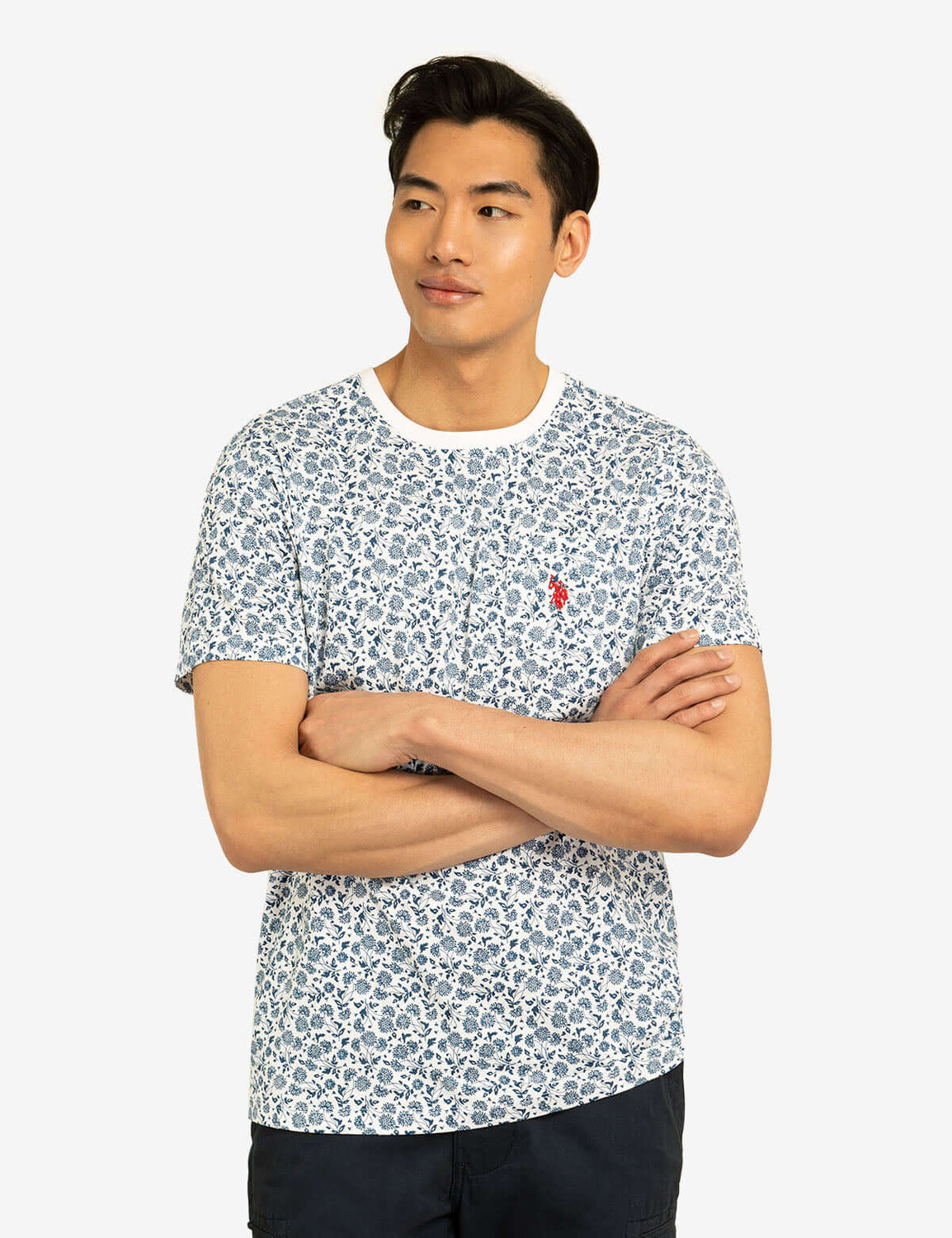 

Футболка U.S. Polo Assn. Floral Printed Crew Neck With Pocket, белый
