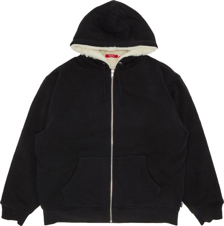 

Толстовка Supreme Faux Fur Lined Zip Up Hooded Sweatshirt 'Black', черный