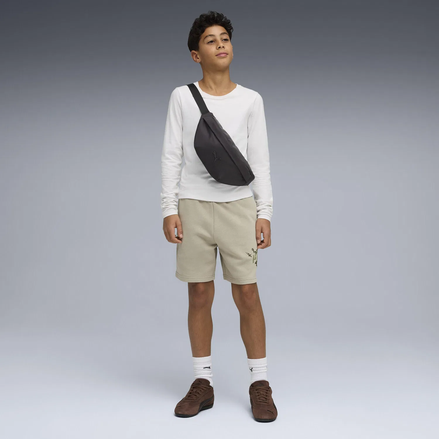 Детские шорты с принтом Essentials Camo Shorts Puma, Hellbeige — фото 4