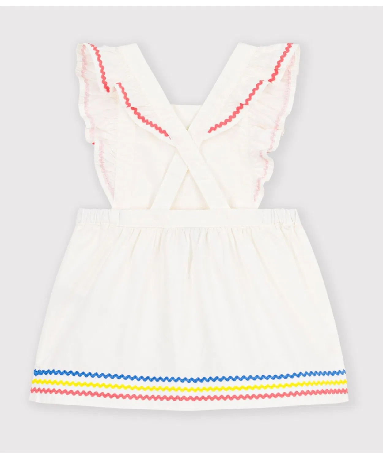 Детское платье без рукавов с воланами Popplin PETIT BATEAU, Off White — фото 3