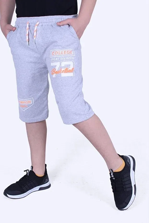 Детские шорты для мальчиков с принтом Champion spirits text printed wide leg detailed Panio Kids, Gray — фото 2