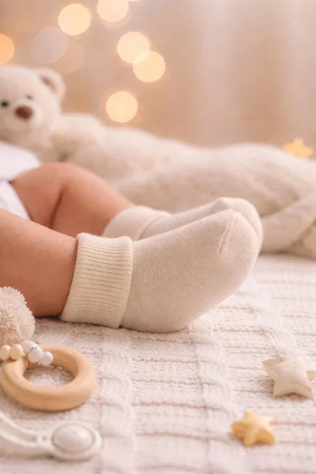 Детские носки для новорожденных хлопковые Baby Socks, Ecru