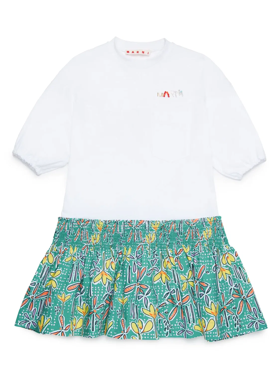 Платье Carioca с графичным принтом Marni Kids, зеленый