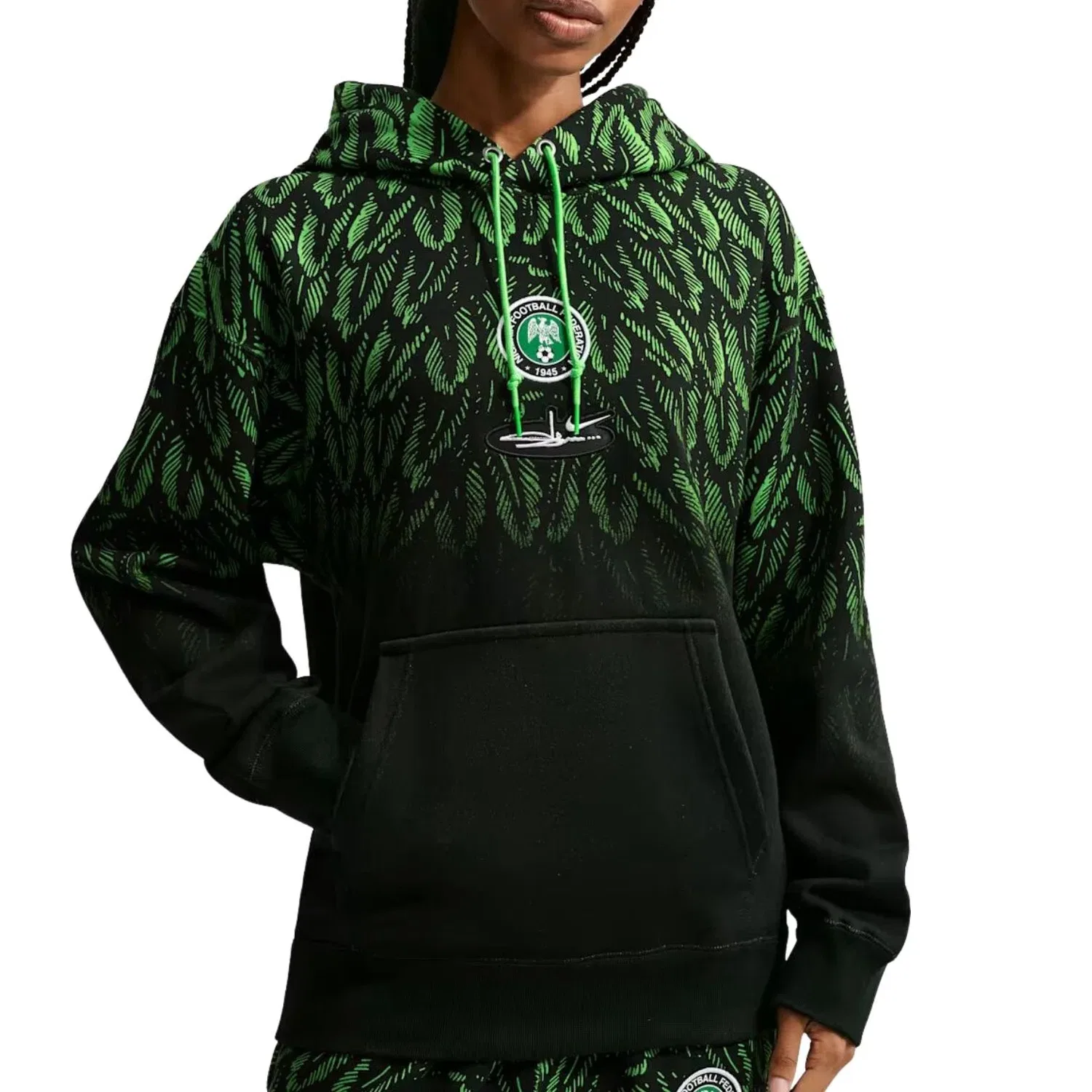Мужское худи с флисовой подкладкой Nike x Nigeria x Slawn Cryoshot Fleece Hoodie, черный — фото 2