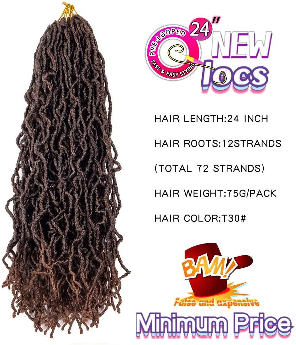 Искусственные дреды Nu Faux Locs 24 дюйма Alaleibaby, T30# — фото 2