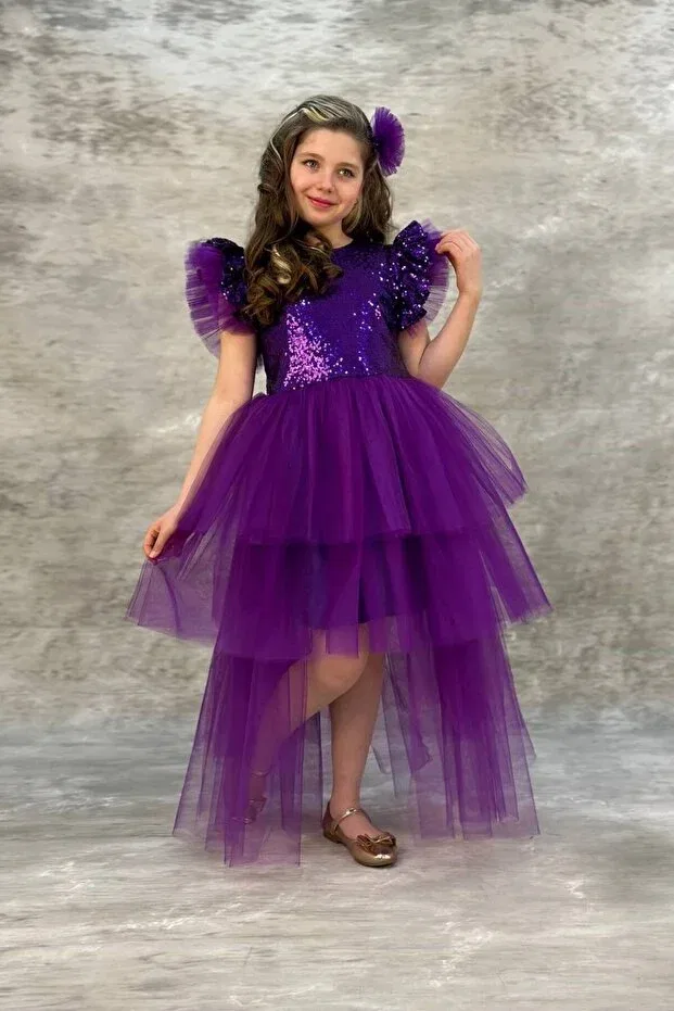 Детское платье для девочек с пайетками Abiyekids, Purple