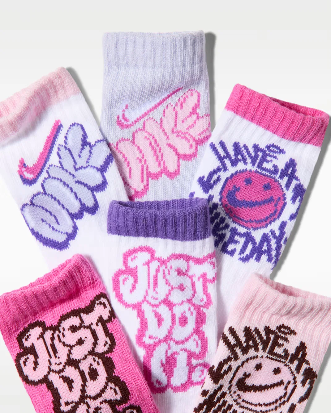 Детские носки Dri-FIT с графическим принтом "Have a Nike Day" (6 пар) Nike, Pink Foam — фото 2