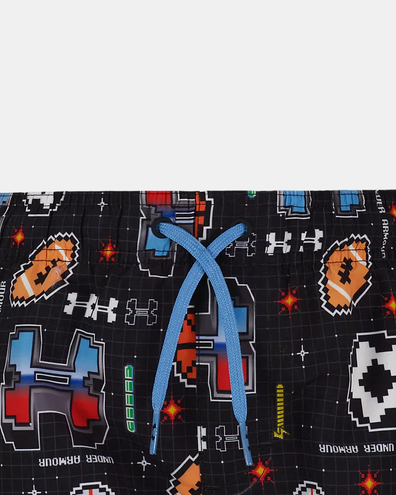 Шорты для плавания 15 см водоотталкивающие UPF 50+ UA Gamer Mode UnderArmour, Black/Ceylon — фото 2