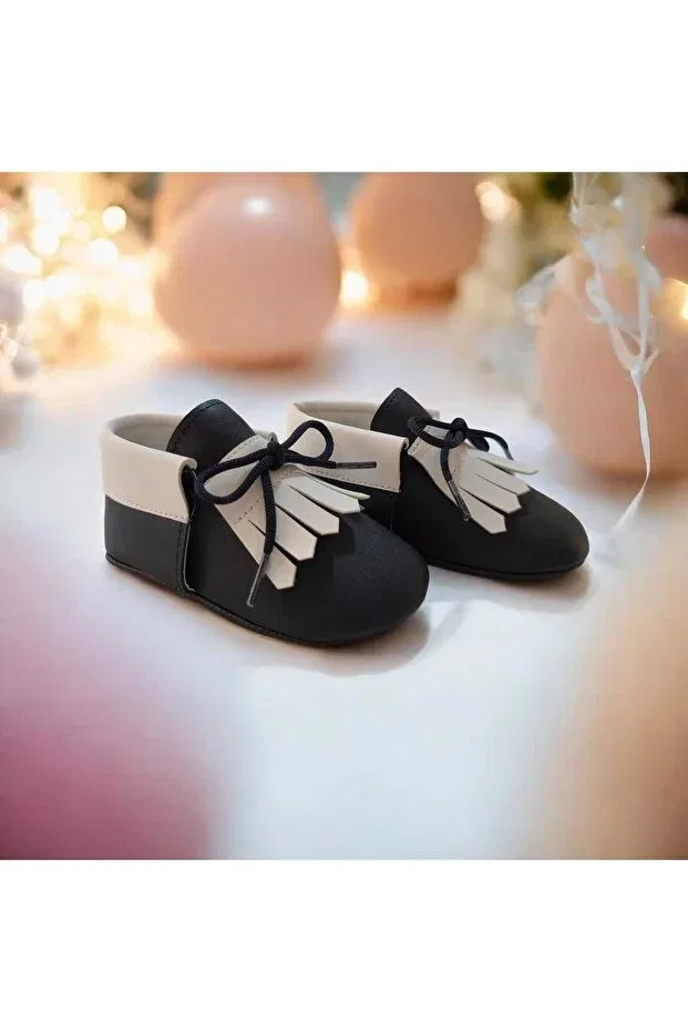 Детские мокасины с регулируемыми скрытыми ремешками на щиколотке Çago Kids, Navy Blue And White — фото 4