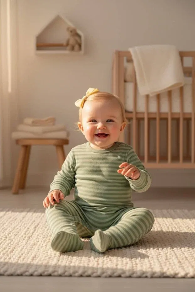 Детский комбинезон для новорожденных хлопковый набор из 2 предметов Soft harmony romper set of 2 organic cotton soft textured daily baby romper set The Nest Kids, Green — фото 4
