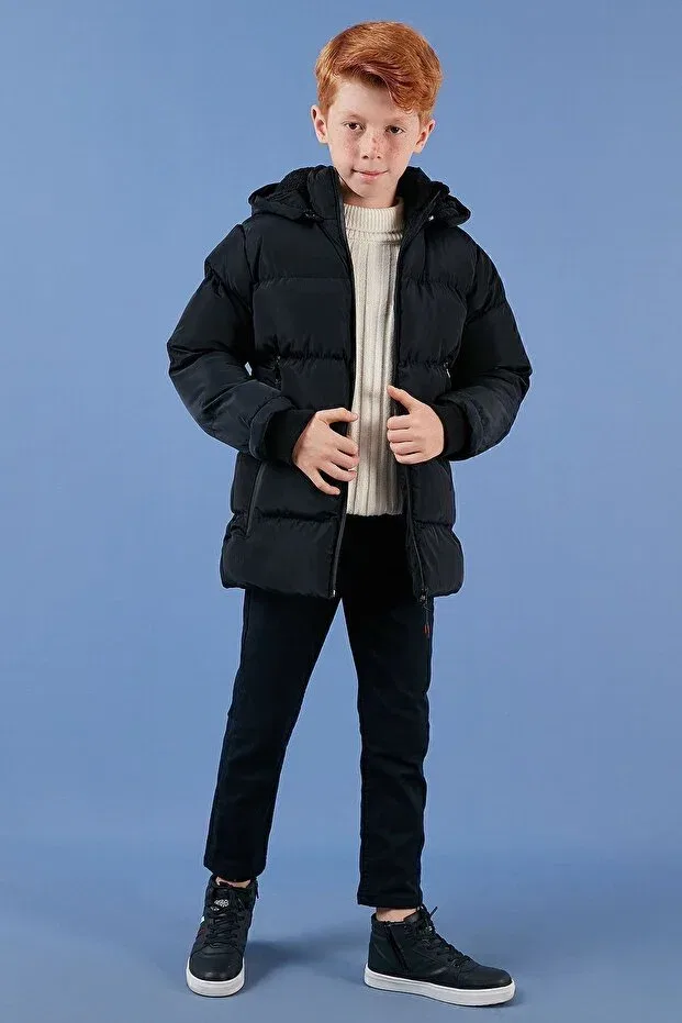Детский пуховик для девочек с капюшоном Lela, Navy Blue