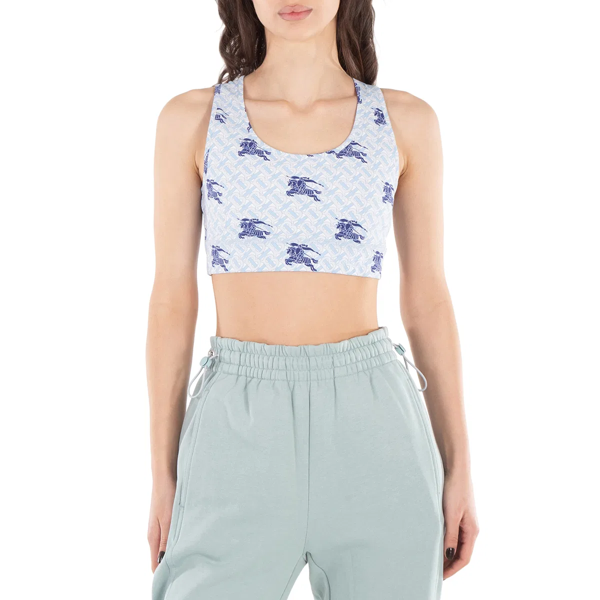 Топ-кроп с монограммой Monogram And Ekd Logo Cropped Top Burberry, Navy Ip Pattern
