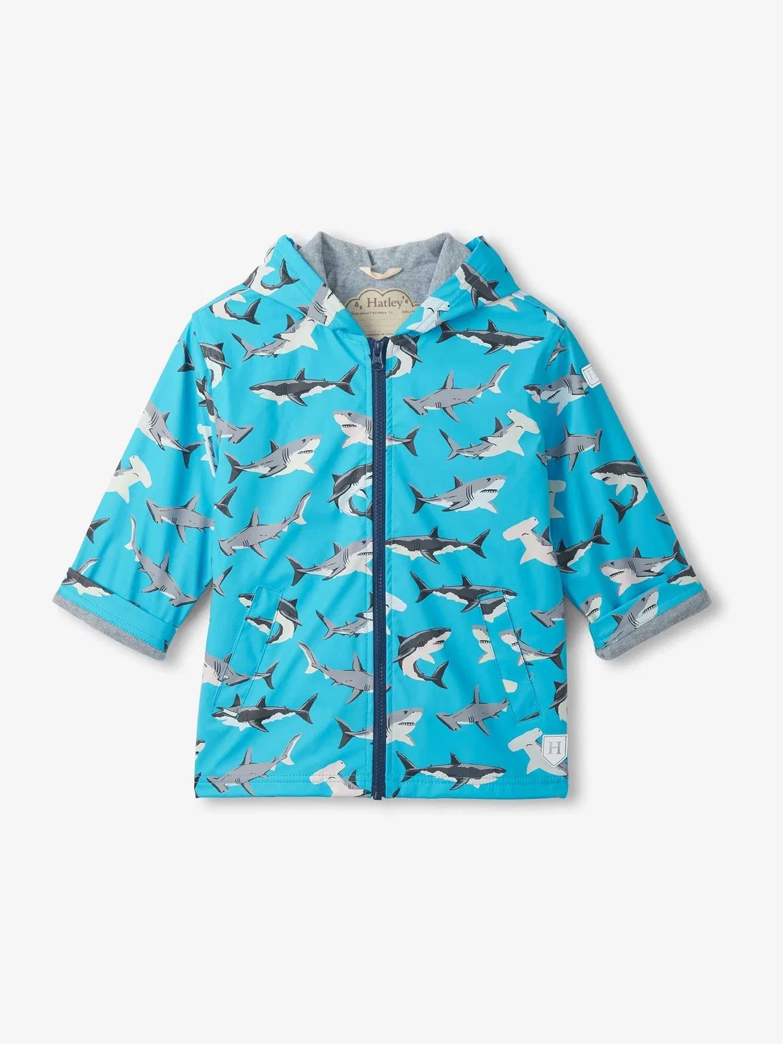 Дождевик с эффектом смены цвета Blue Shark Party Hatley, синий