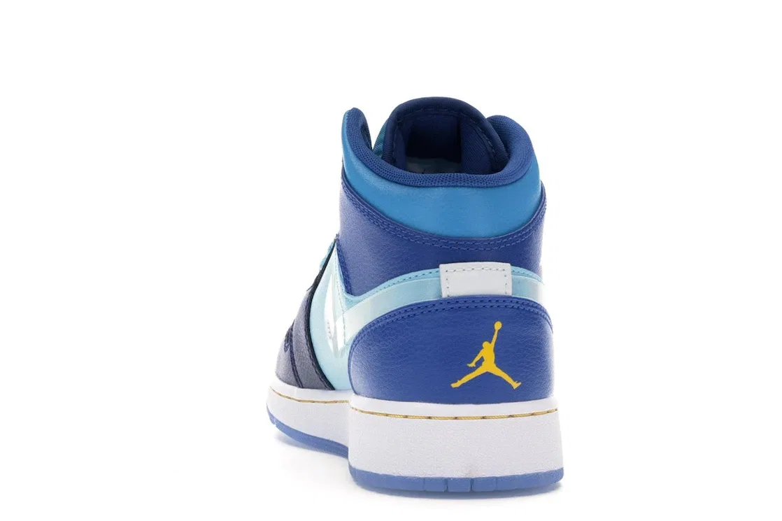 Детские кроссовки Lifestyle с принтом Jordan 1 Mid Jordan, Blue Void/Clear-Team Royal-Blue Lagoon-Blue Gaze-Off White — фото 4