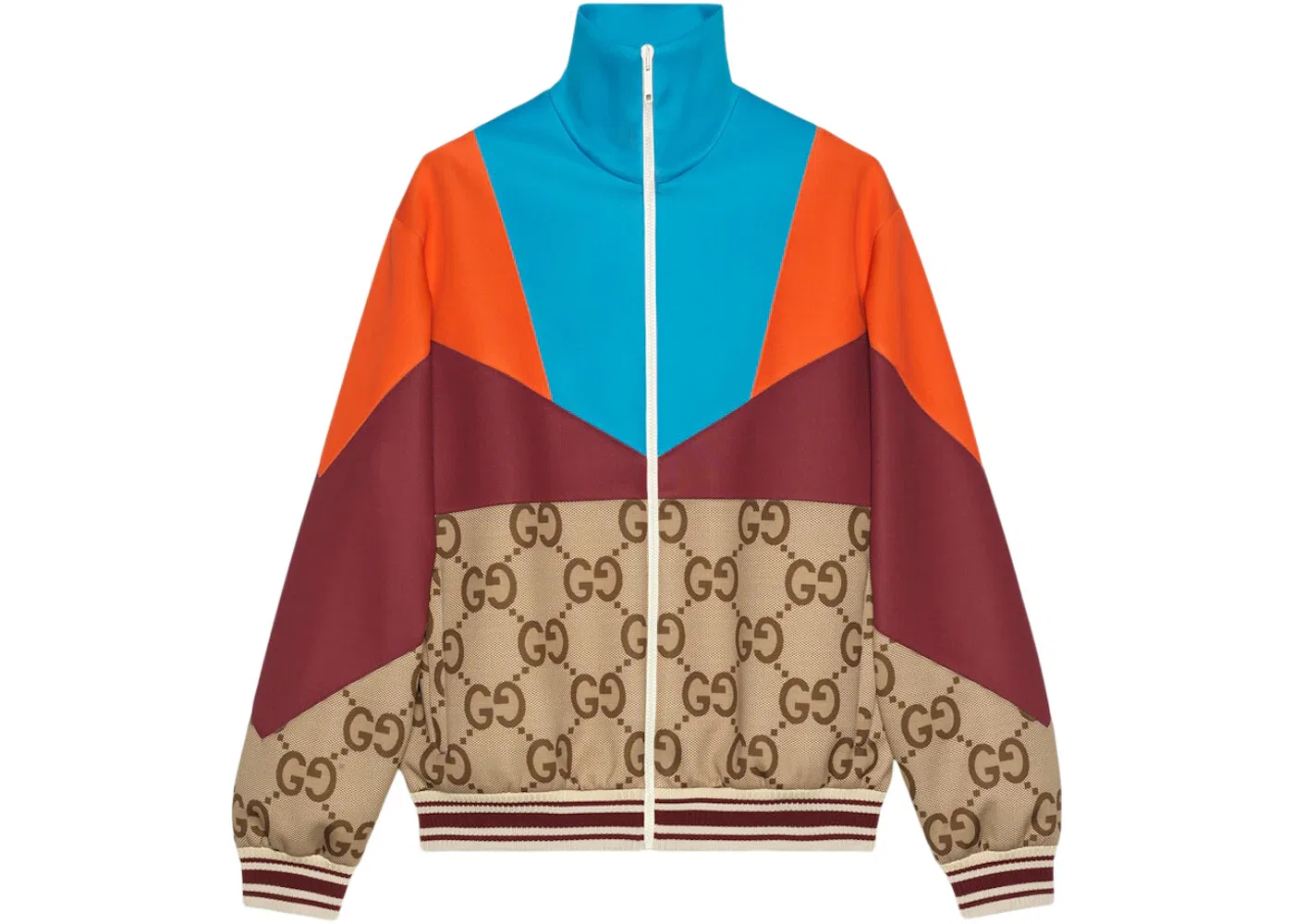 Мужская куртка из неопрена с панелями на молнии Gucci, Beige/Multi