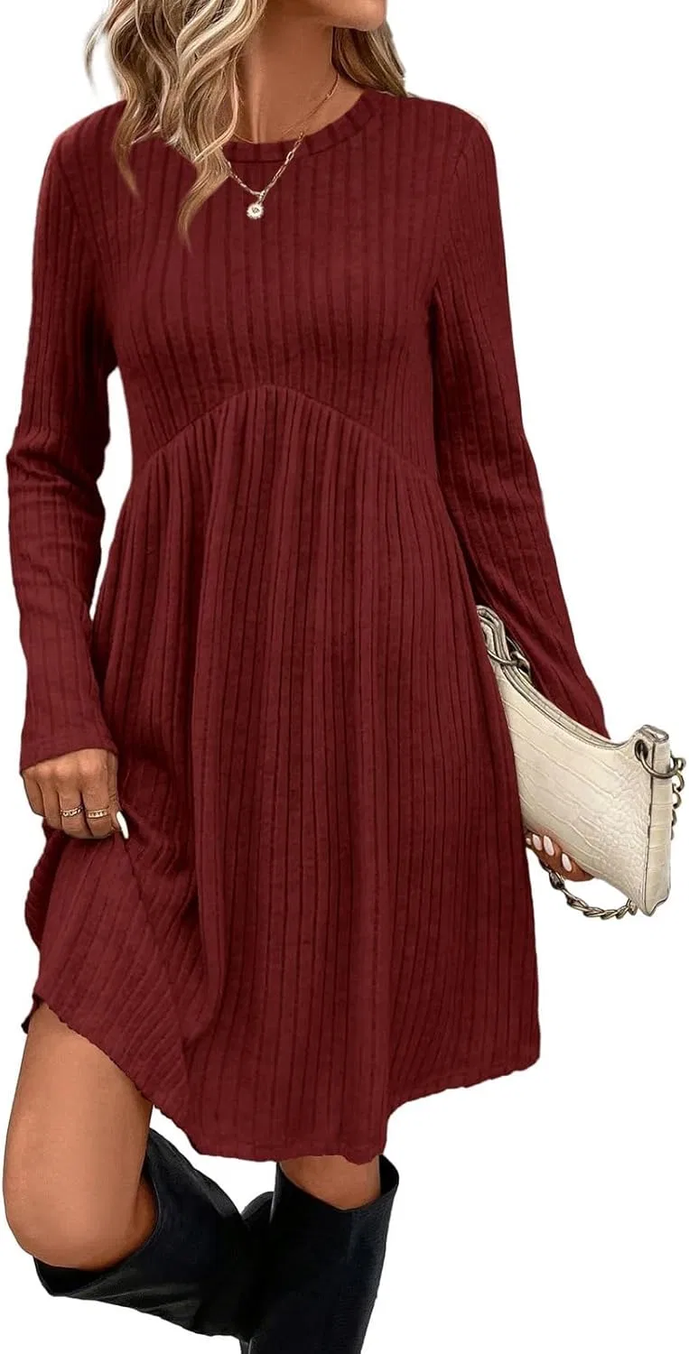 Женское платье-свитер с длинным рукавом Casual, Red