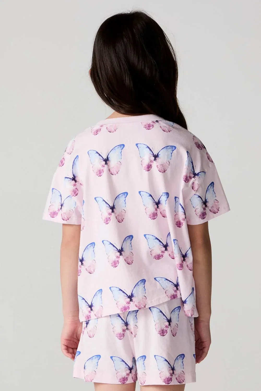 Детская футболка для девочек с принтом Flutter Butterfly Tee Chaser, розовый — фото 3