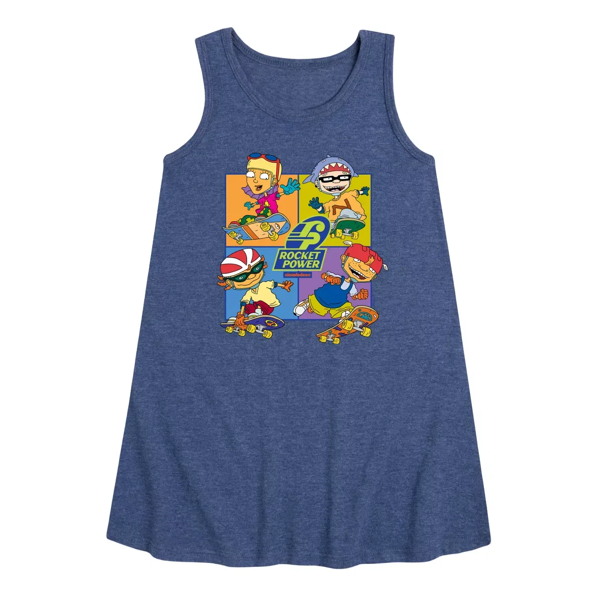 Детское платье-трапеция без рукавов Rocket Power Skate Life, Heather Navy