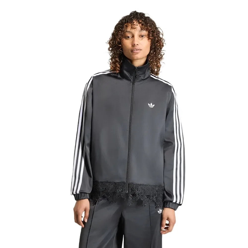 Худи свободного кроя на молнии Satin Lace Firebird Loose Adidas Originals, черный