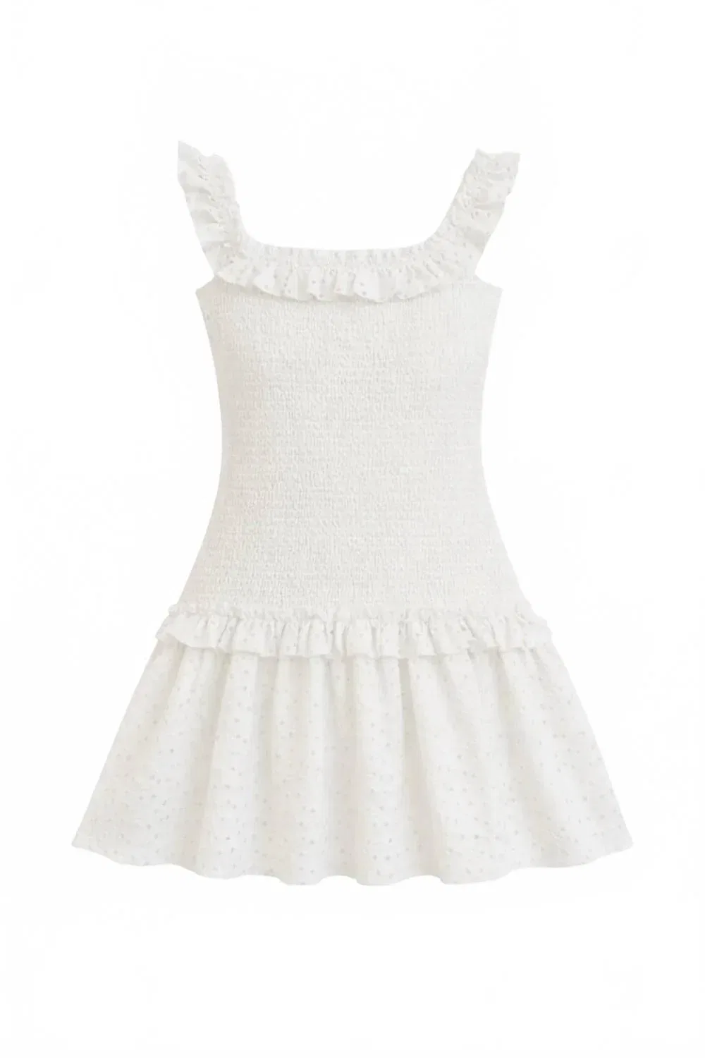 Детское платье для девочек с оборками и ажурной вышивкой Fitz Dress KatieJnyc, White Eyelet — фото 3