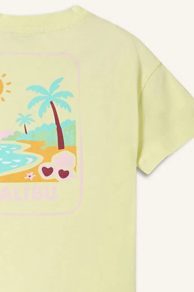 Детская хлопковое футболка для девочек Relax fit palmiye combed cotton short sleeve light green t-shirt baby girl h8229a526sm Defacto, Green-Gn656 — фото 4