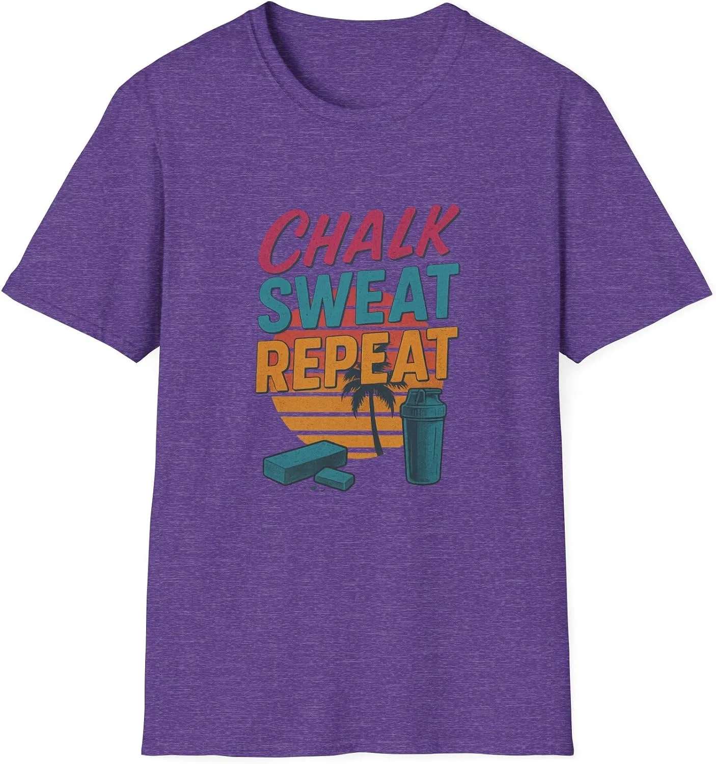 Унисекс футболка с принтом Chalk Sweat Repeat Gildan 64000, Heather Purple