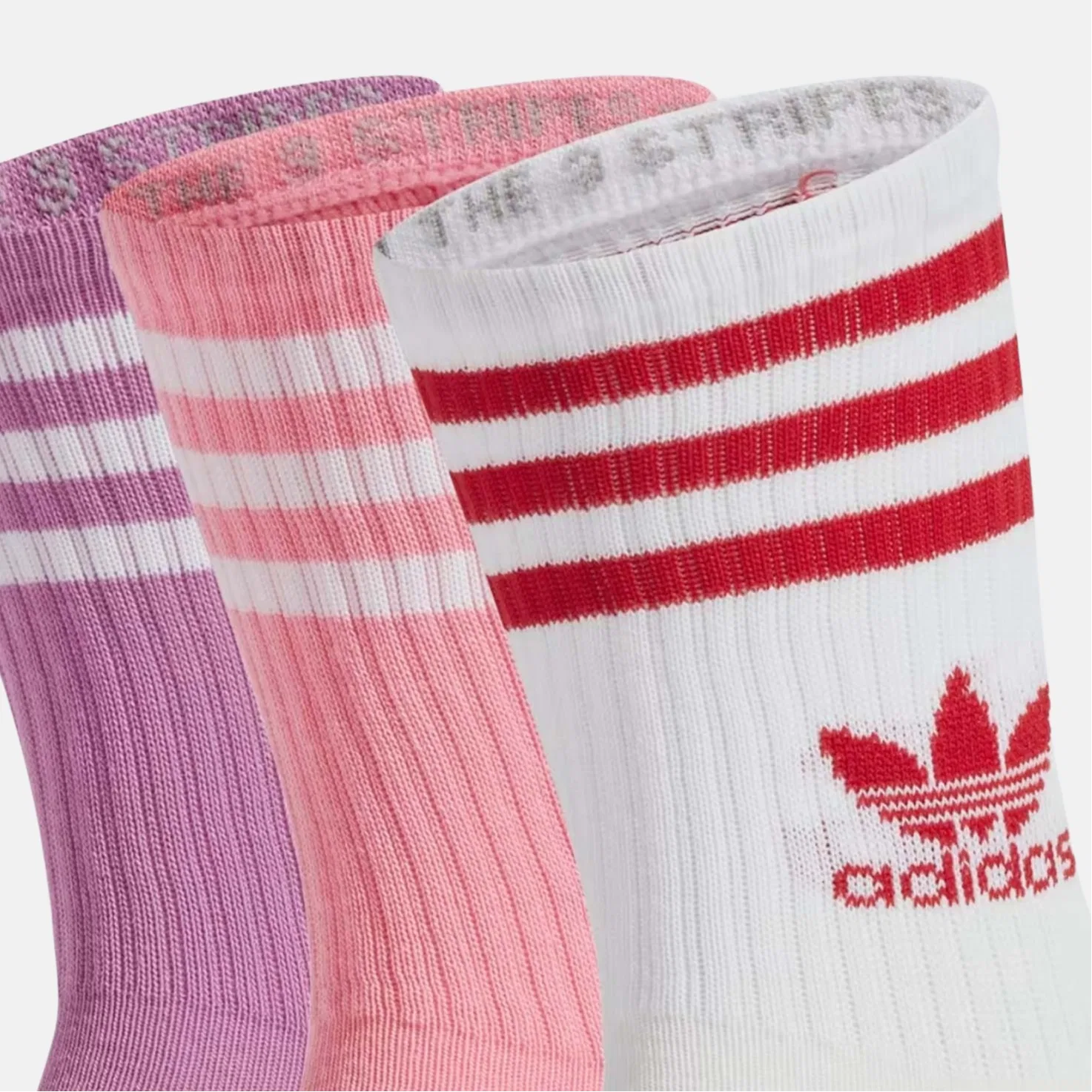 Детские носки-гольфы с длинным голенищем, комплект из 3 пар, Adidas Originals, Purple Pink White — фото 2