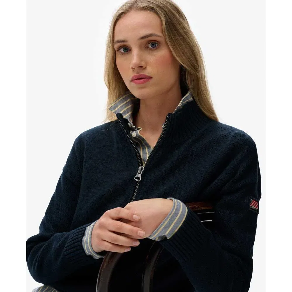 Свитер с полузастежкой Slouchy Knitted Superdry, синий — фото 4