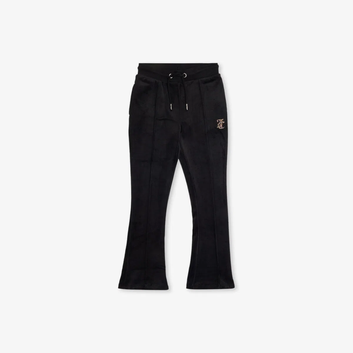 Спортивные брюки-клеш из велюра с логотипом diamante, размер 7-16 лет Juicy Couture, черный