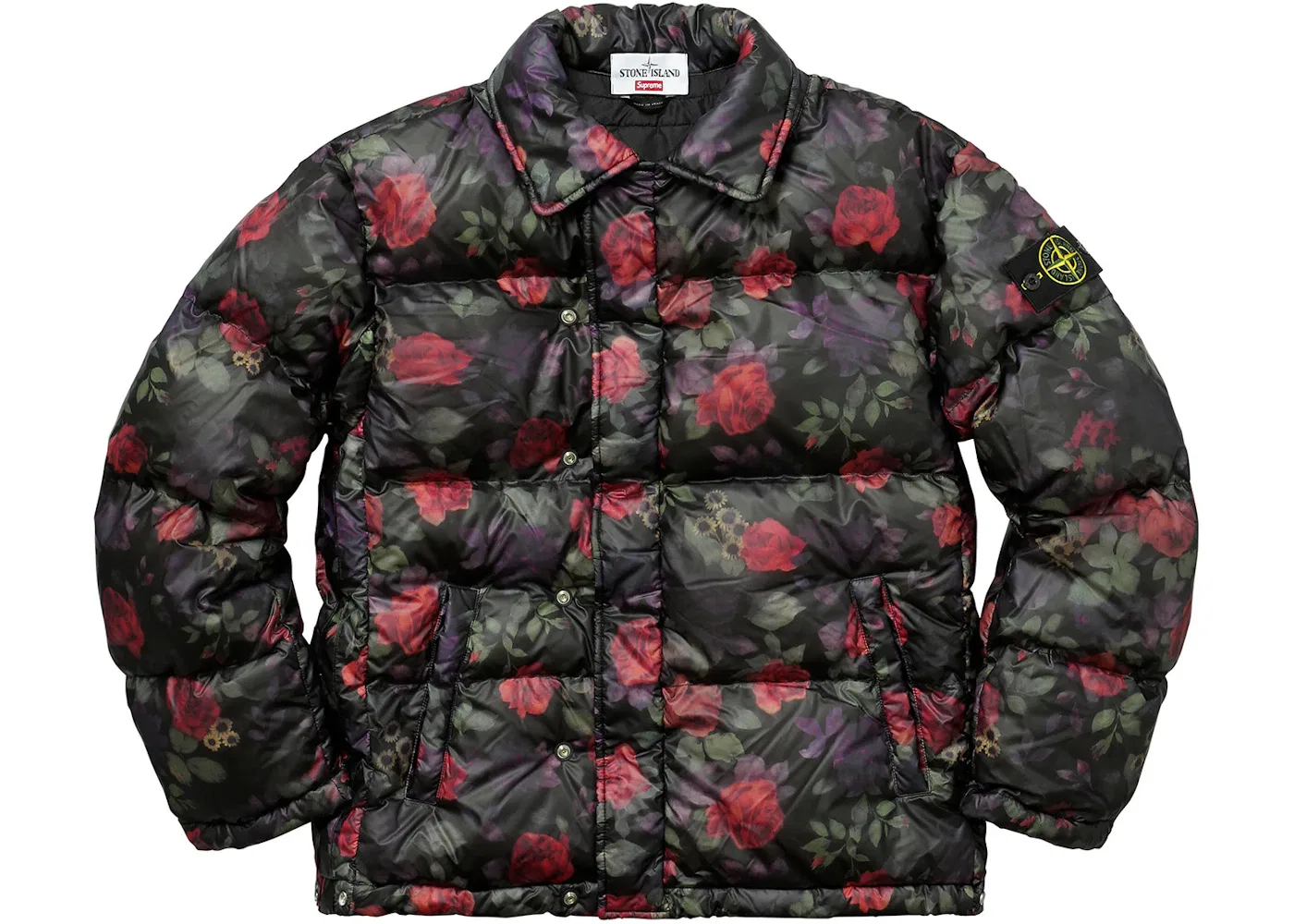 Мужская куртка с принтом Supreme Stone Island Lamy Cover Stampato Puffy Jacket Black — фото 2
