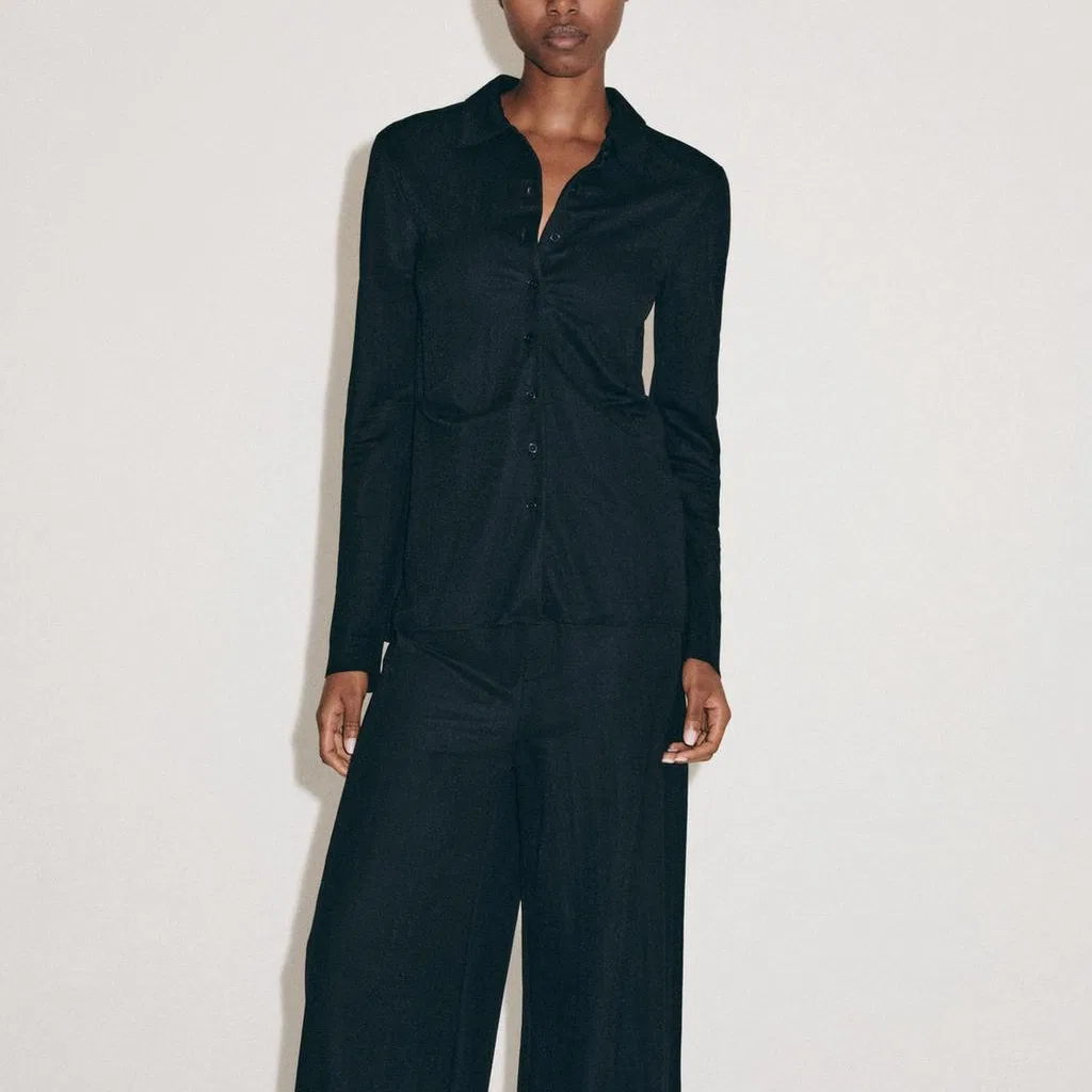Женская рубашка с лацканами Black Lapel ZARA, Черный — фото 4