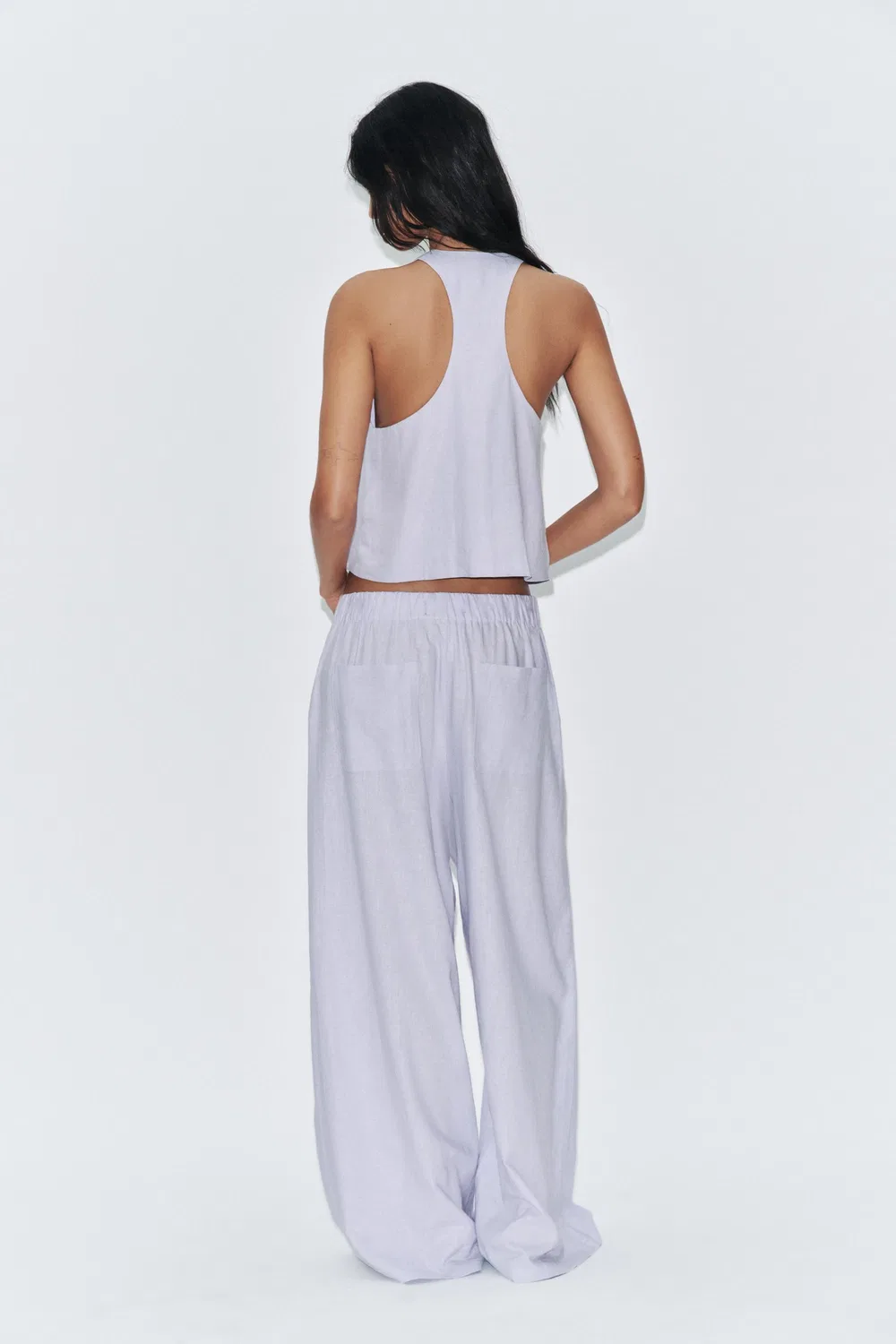 Жилет из льняной смеси с пуговицами ZARA, Lilac — фото 3