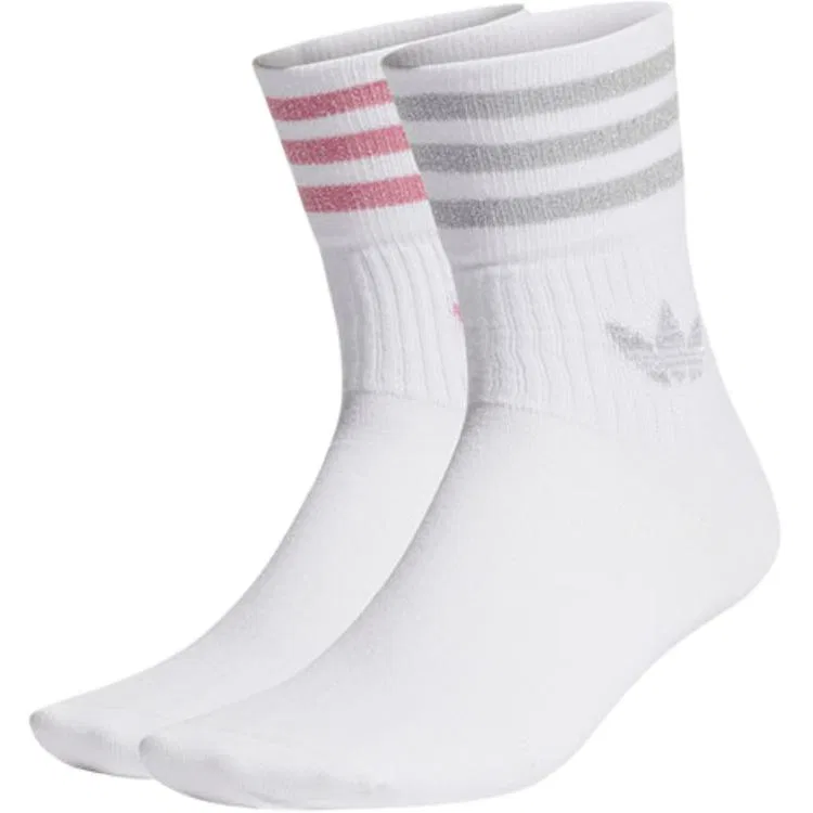 Женские носки с блестками Adidas Originals, 2 пары, белые