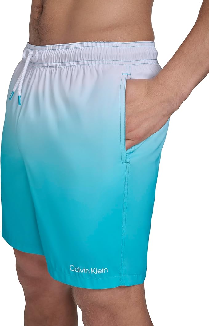 Плавательные шорты Calvin Klein Volley Quick Dry Lightweight Ombre, светло-бирюзовый/белый — фото 2