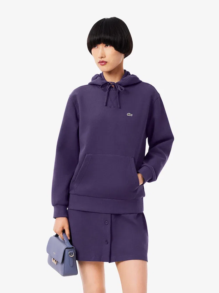 Худи женская LACOSTE White, с капюшоном, базовый стиль