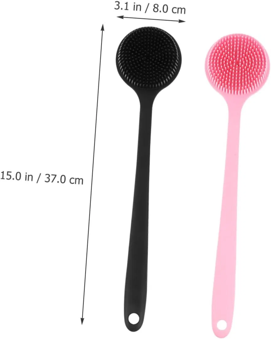 Скребок для тела с длинной ручкой, HONMEET, 2 шт, 37x8x3.5 см, Black-pink — фото 3