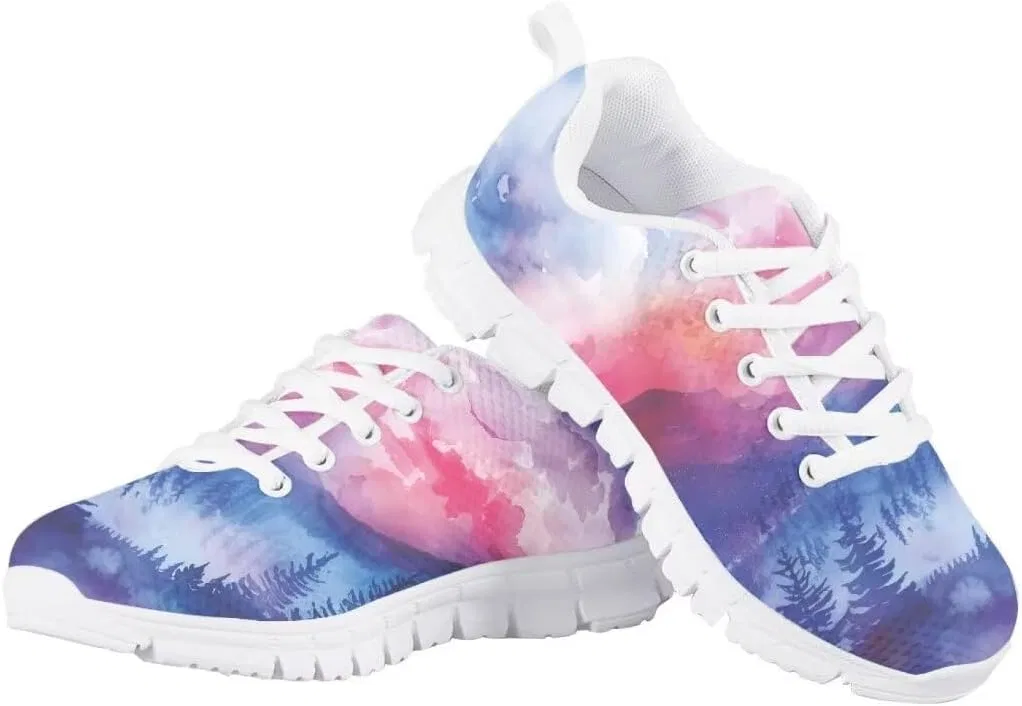 Детские кроссовки для девочек с принтом Pinupub, Tree Colorful Tie Dye — фото 4