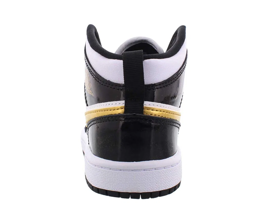 Детские кроссовки для мальчиков с кроссовками Jordan 1 NIKE, Black Gold Metallic White — фото 4