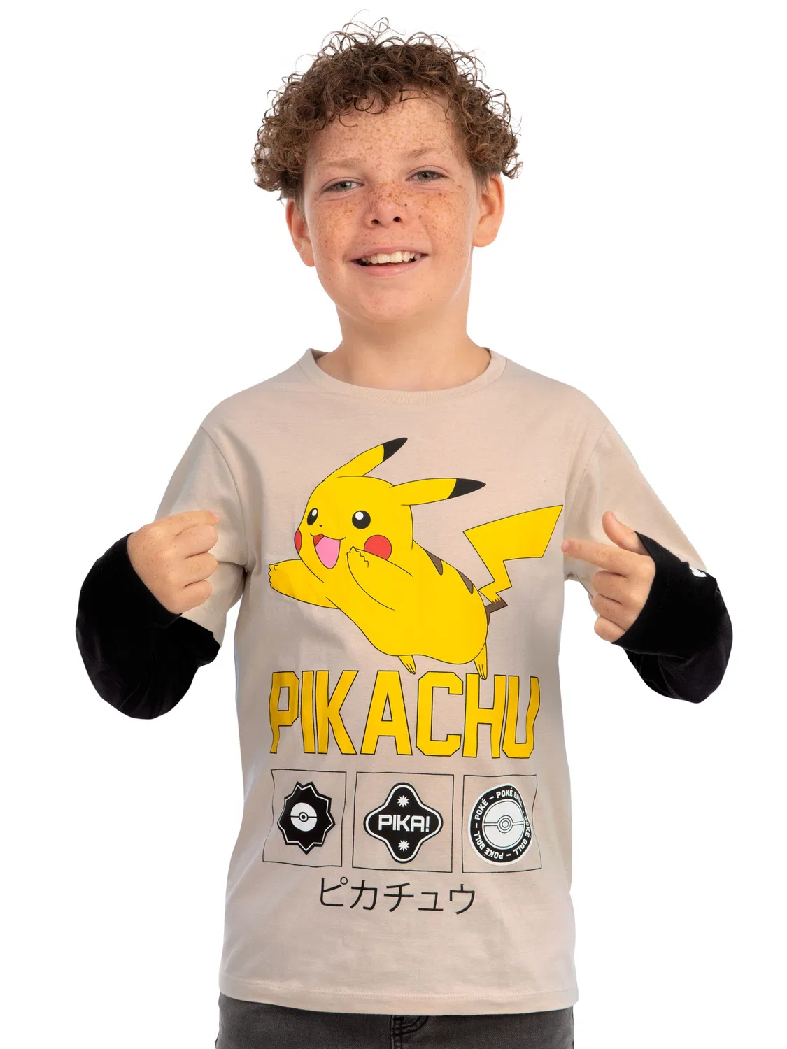 Футболка с длинным рукавом Pokemon Pikachu Character, натуральный — фото 3