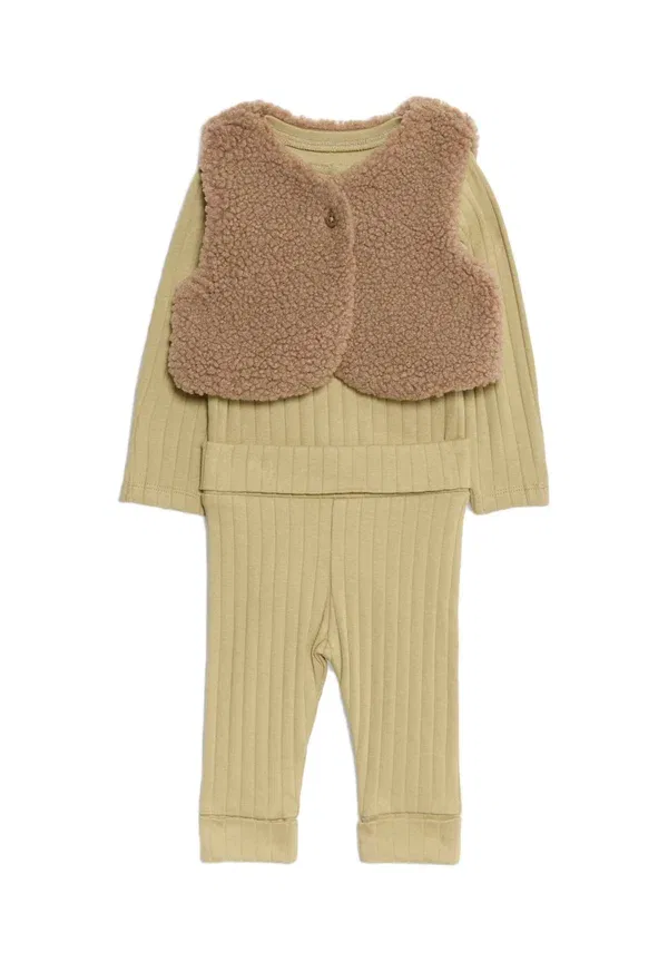 Комплект из топа и брюк, хлопок, Set, Marks & Spencer, Green Mix, зеленый