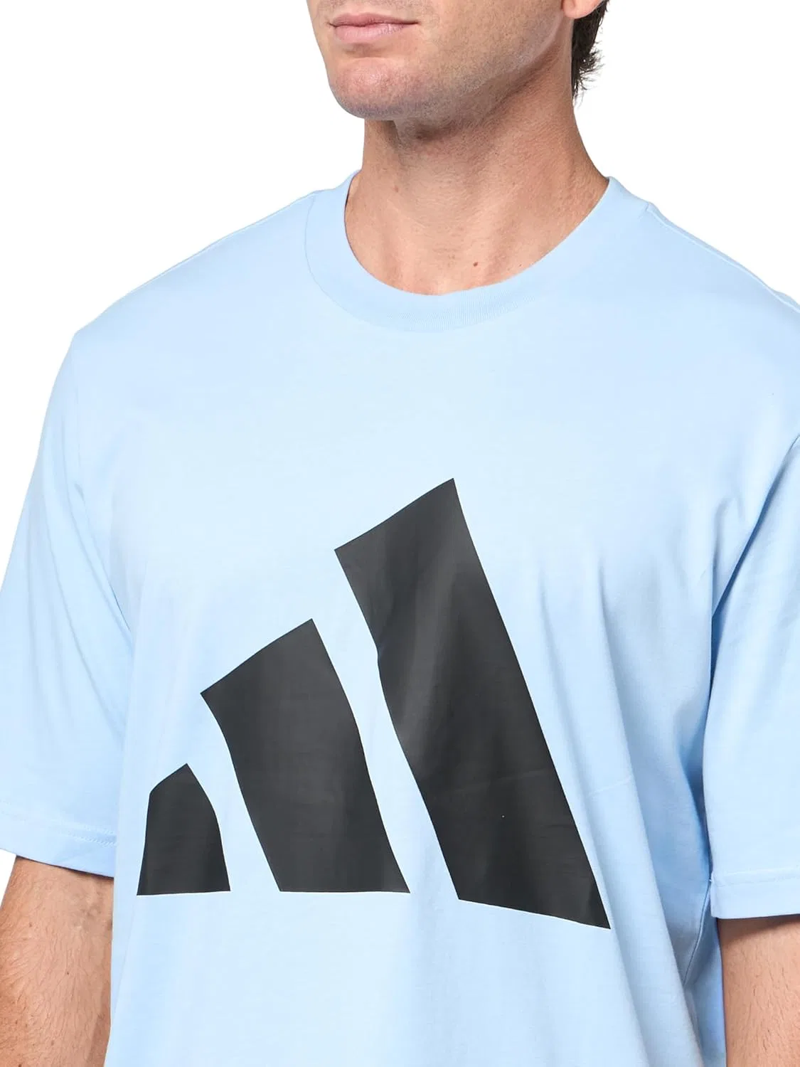 Мужская футболка с большим логотипом Essentials adidas, Glow Blue/Black — фото 3
