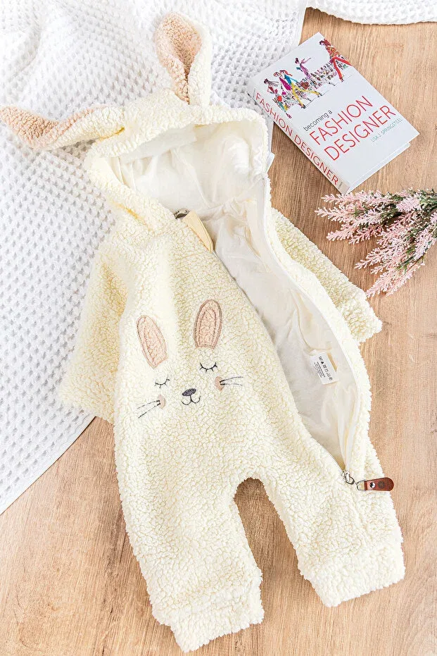 Детский комбинезон для девочек с капюшоном Rabbit Babymod, Cream — фото 2