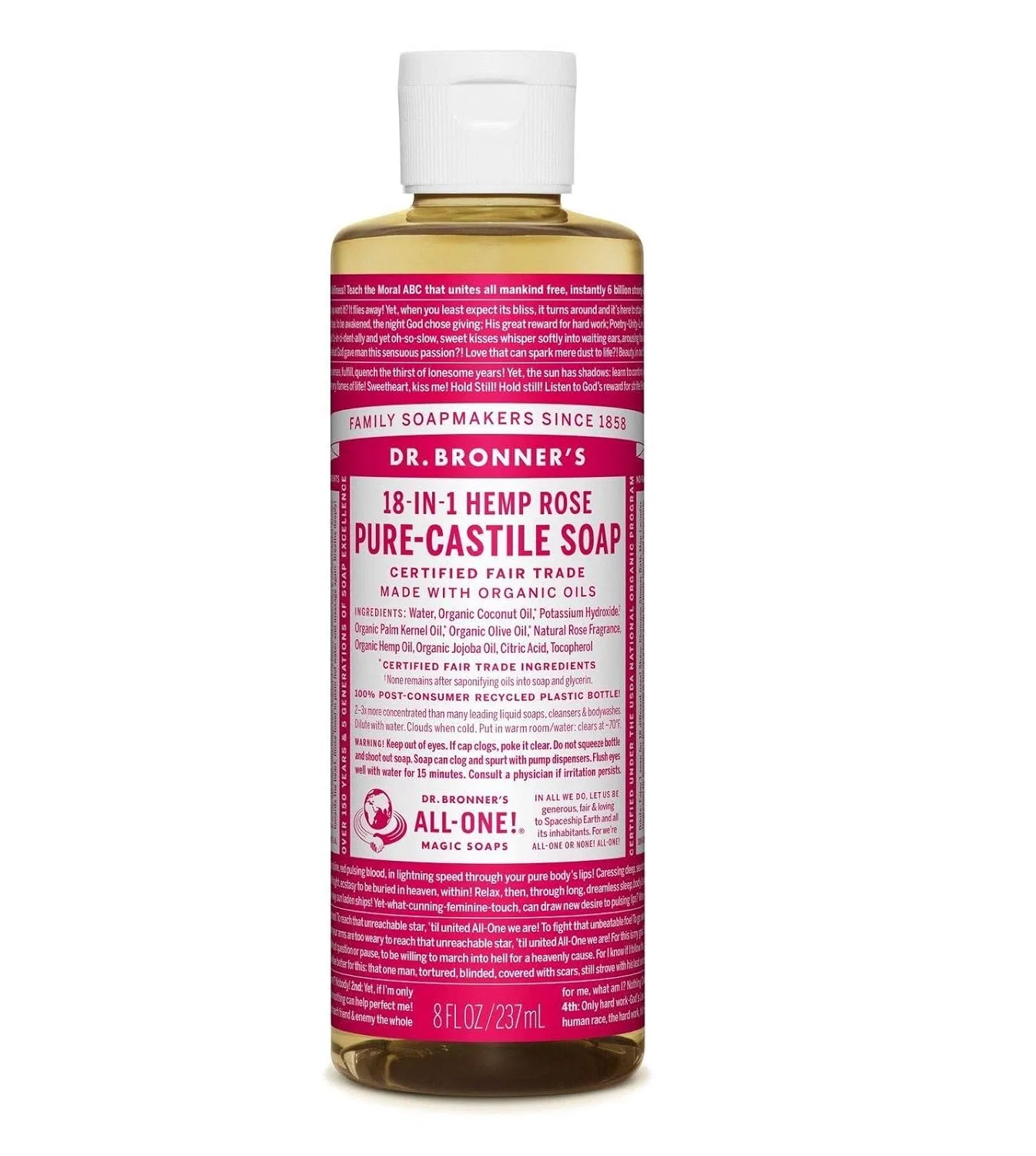 Жидкое мыло органическое розовое Dr. Bronner's, 237 мл