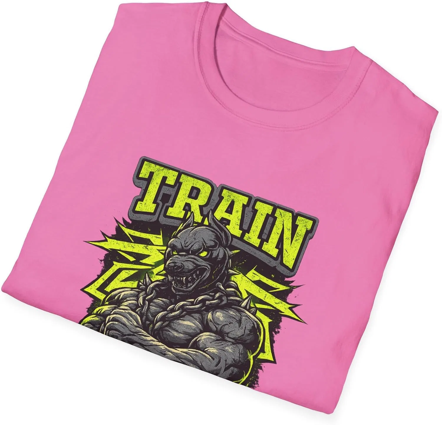 Женская футболка с принтом Train Like a Monster Gildan 64000, Azalea — фото 4