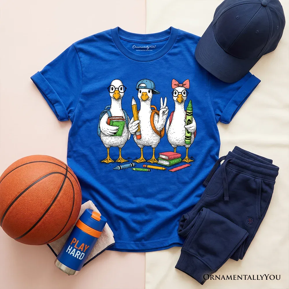 Детская футболка для мальчиков с принтом гуся Cute Goose Youth Back to School OrnamentallyYou, Royal