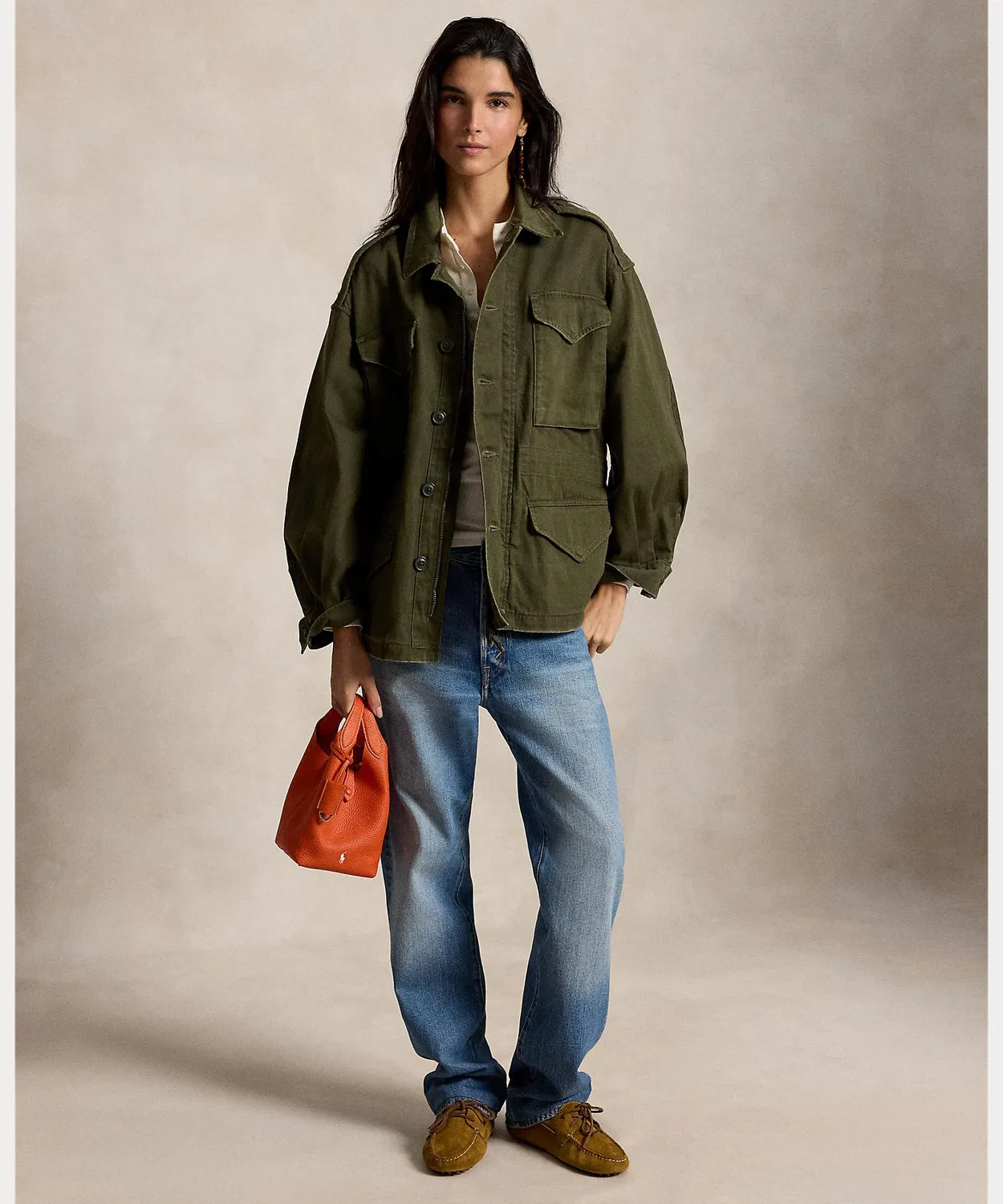 Женское укороченное полевое пальто с длинным рукавомPOLO RALPH LAUREN, Green — фото 3