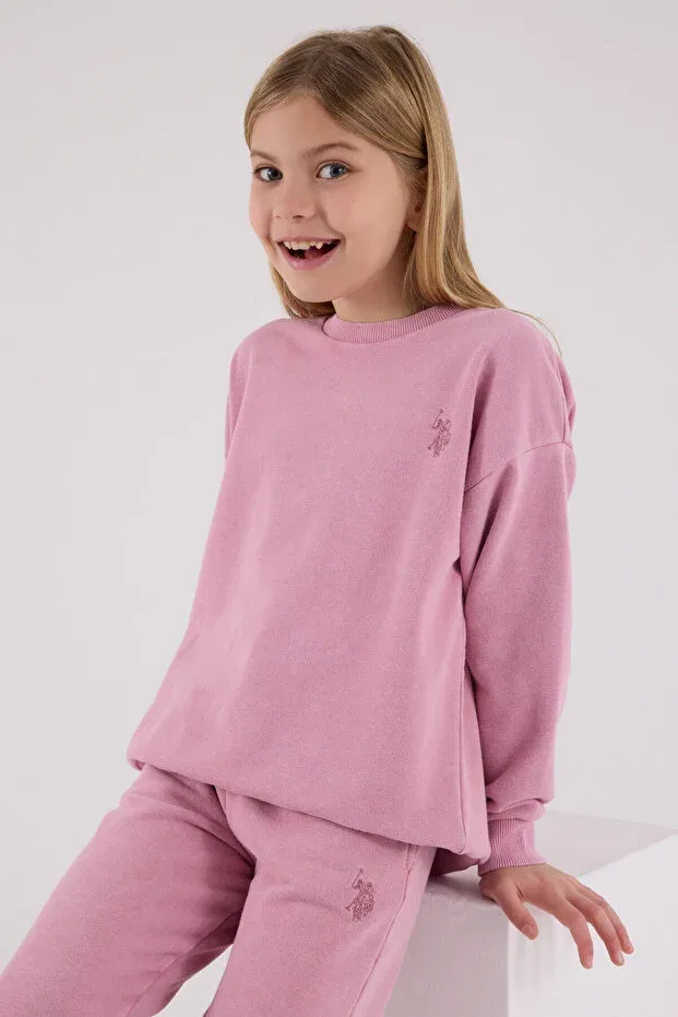 Детский спортивный костюм для девочек с принтом U.S. Polo Assn., Pink — фото 4