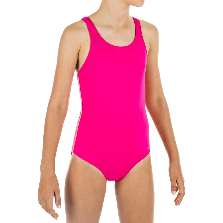 Детский купальник с V-образной спинкой, Decathlon Nabaiji, Фуксия